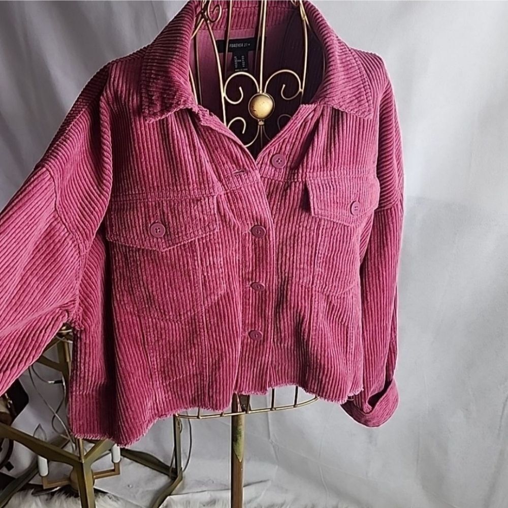 100% Cotton Corduroy Cropped Shacket